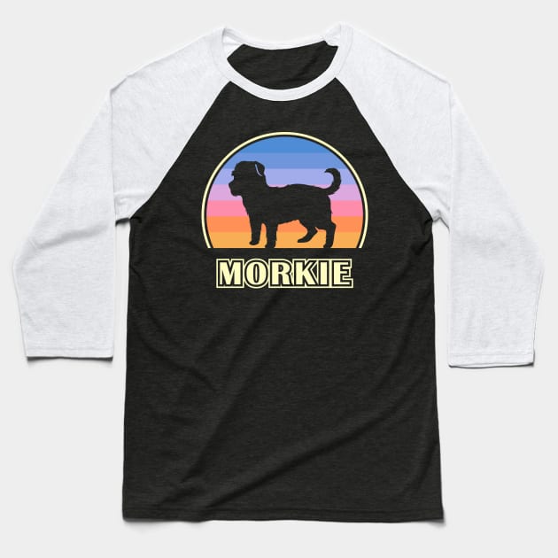 Morkie Vintage Sunset Dog Baseball T-Shirt by millersye